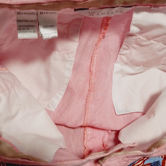 AMIANI Men's Pink Bermuda 100% Linen Shorts - Picture 8 of 9